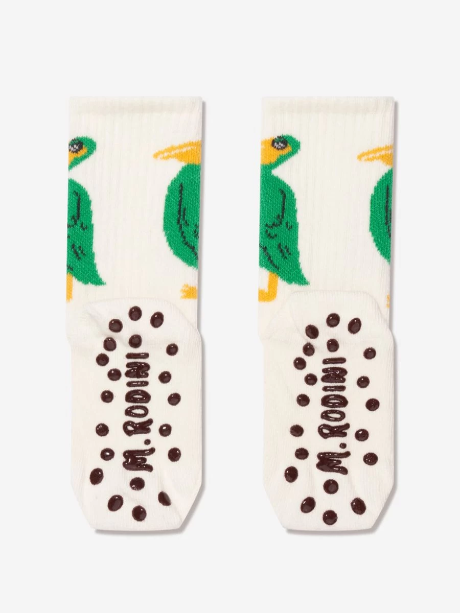 Mini Rodini Boys' White Anti-Slip Pelican Socks for Kids