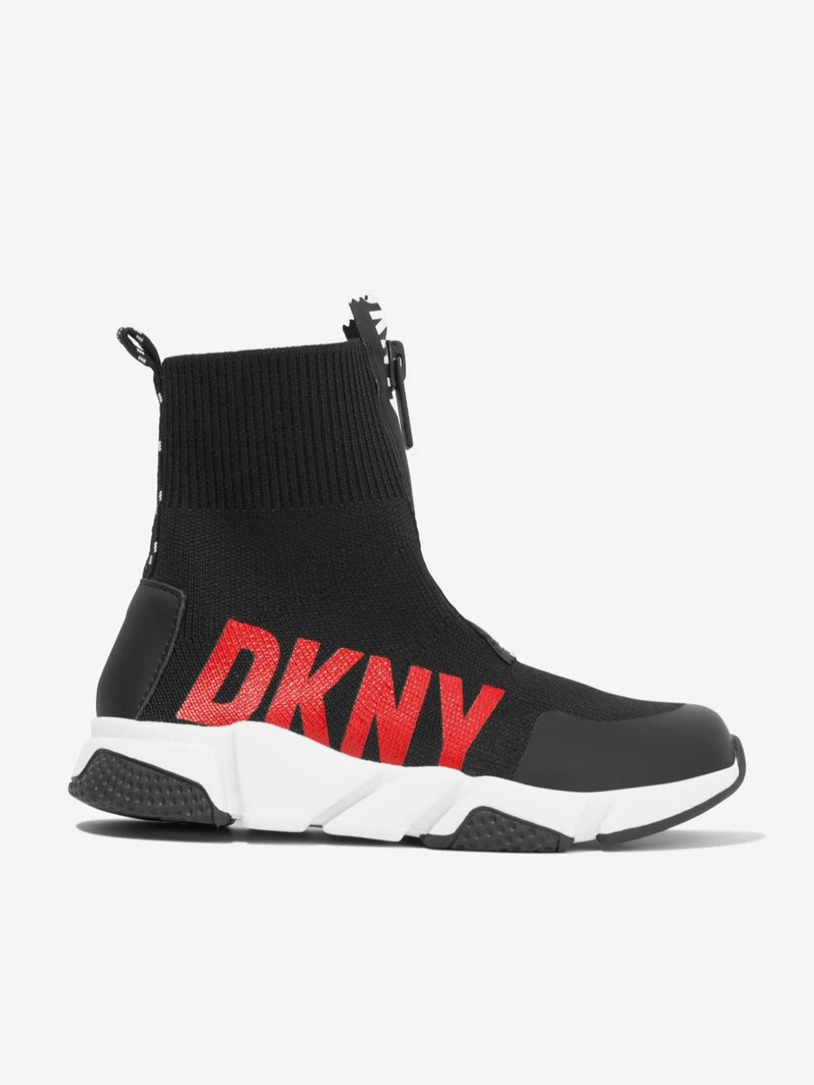 DKNY Girls' Black Logo Sock Trainers for Kids