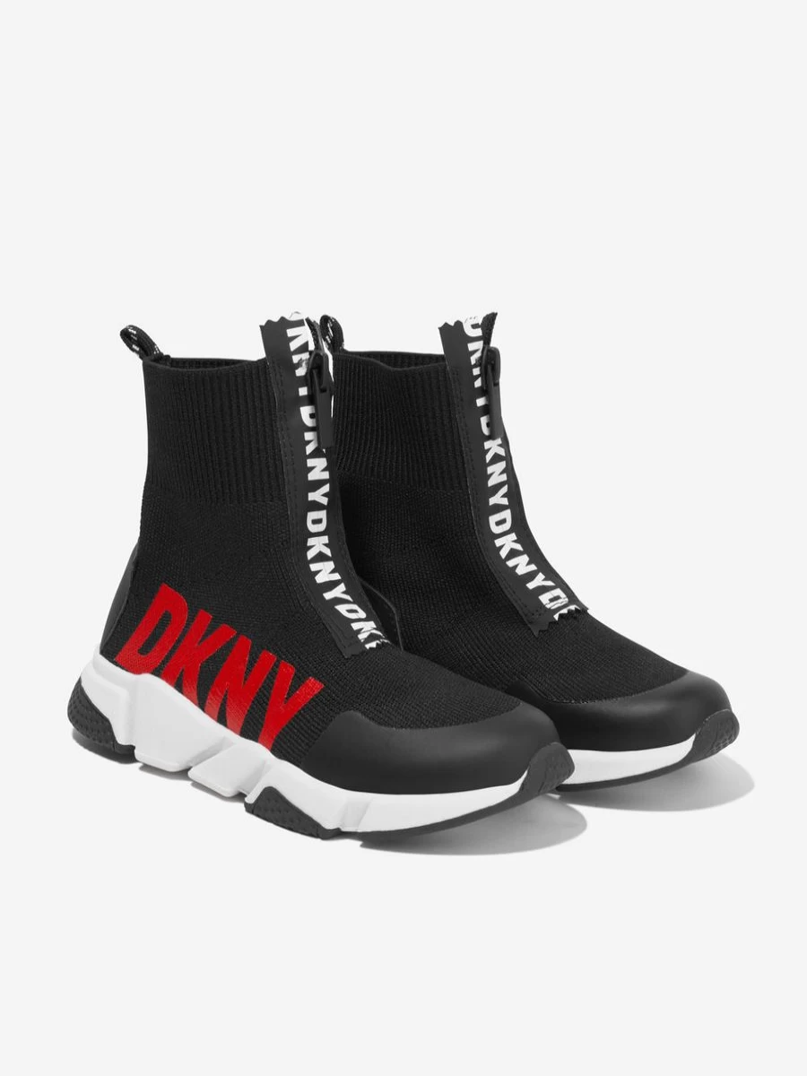 DKNY Girls' Black Logo Sock Trainers for Kids