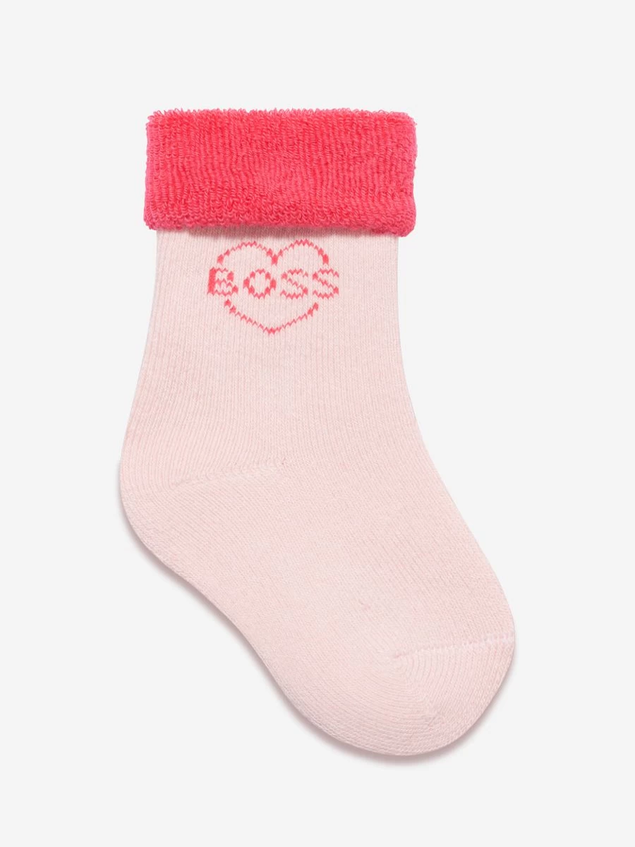 BOSS Baby Girls 2 Pack Pink Socks Set - Soft Cotton Ankle Socks for Toddlers