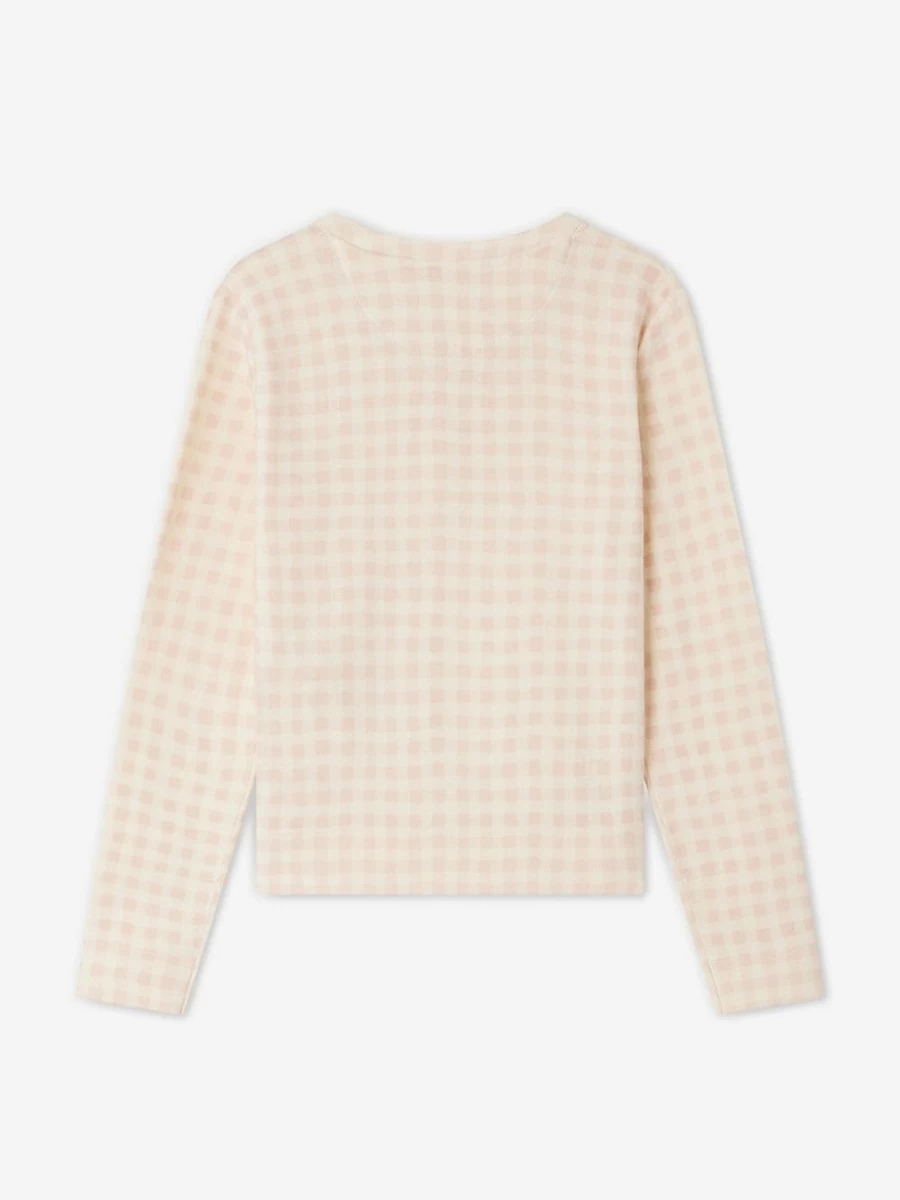 Bonpoint Girls Pink Checked Tyra Cardigan for Stylish Comfort