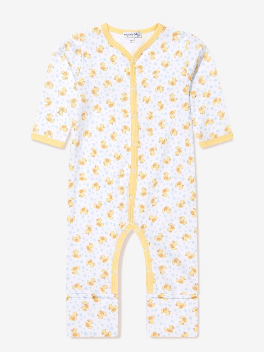 "Magnolia Baby Yellow Rubber Ducky Printed Playsuit for Infants"