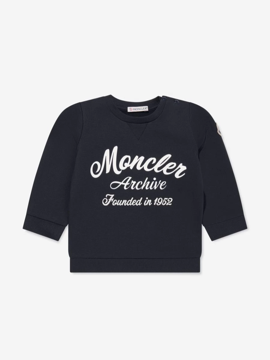 Moncler Enfant Baby Boys Navy Logo Sweatshirt - Premium Cotton Hoodie for Infants