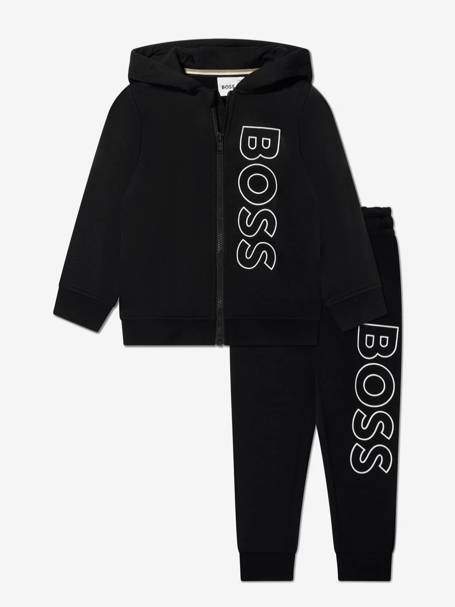 BOSS Teen Boys Black Logo Tracksuit - Stylish & Comfortable Athletic Set