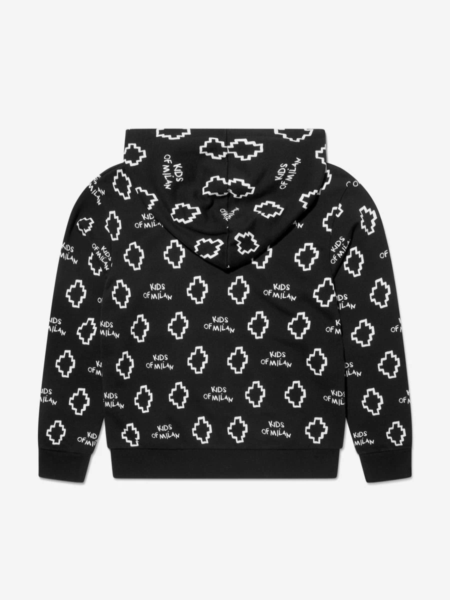 Marcelo Burlon Boys Cotton Logo Print Zip Up Hoodie