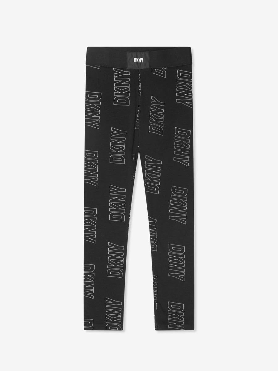 DKNY Girls Black Logo Leggings for Kids - Stylish & Comfortable
