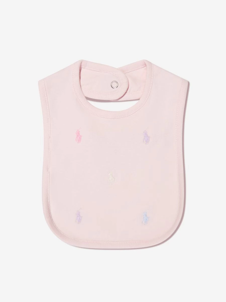 Ralph Lauren Kids Baby Girls Pink Logo Bib - Soft & Stylish Feeding Accessory