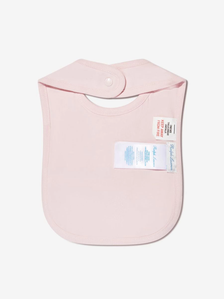 Ralph Lauren Kids Baby Girls Pink Logo Bib - Soft & Stylish Feeding Accessory