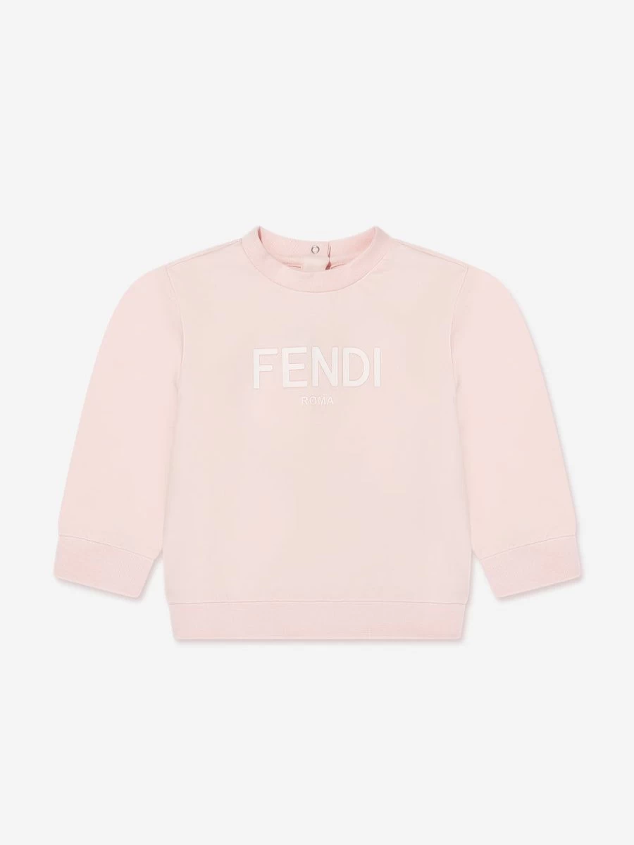 Fendi Kids Baby Girls Pink Logo Sweatshirt | Soft Cotton Hoodie for Infants