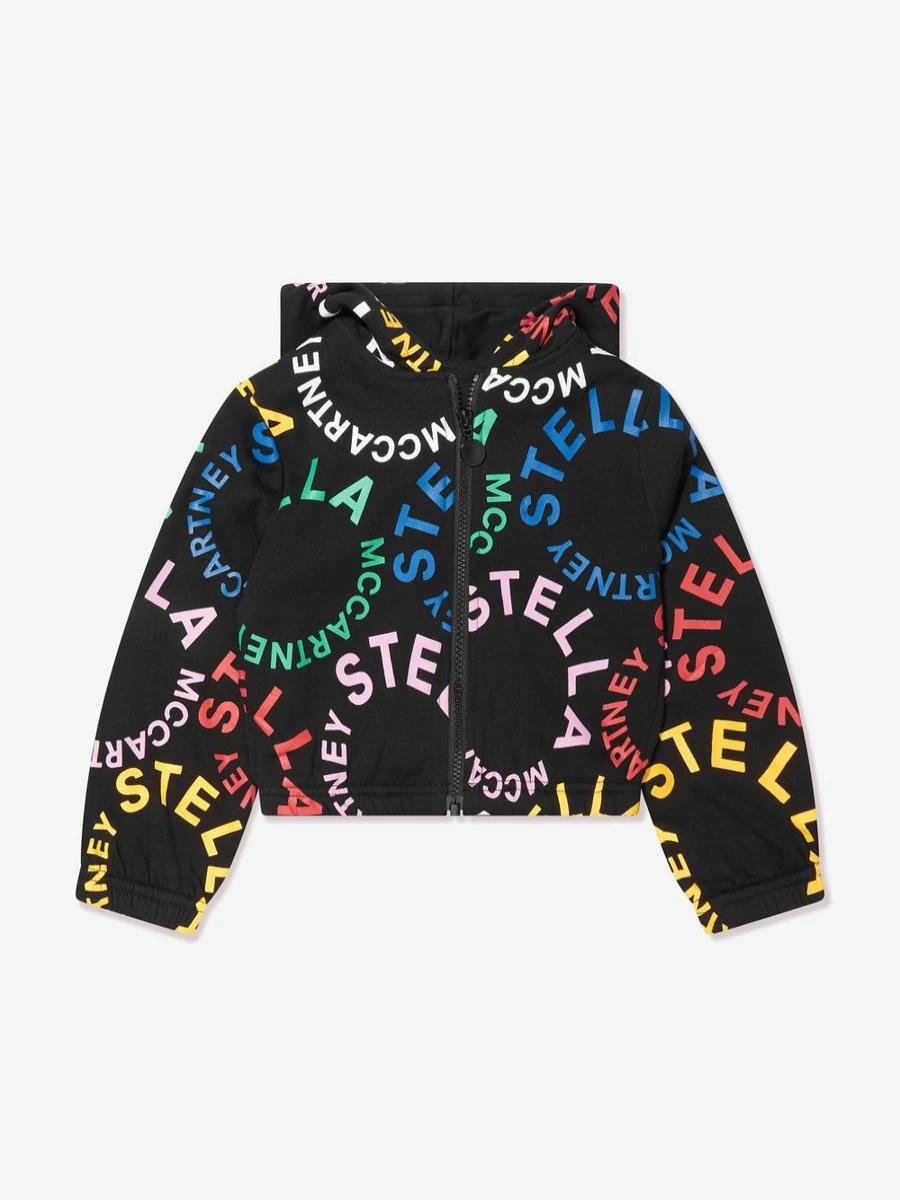 Stella McCartney Kids Girls Black Logo Zip Up Hoodie
