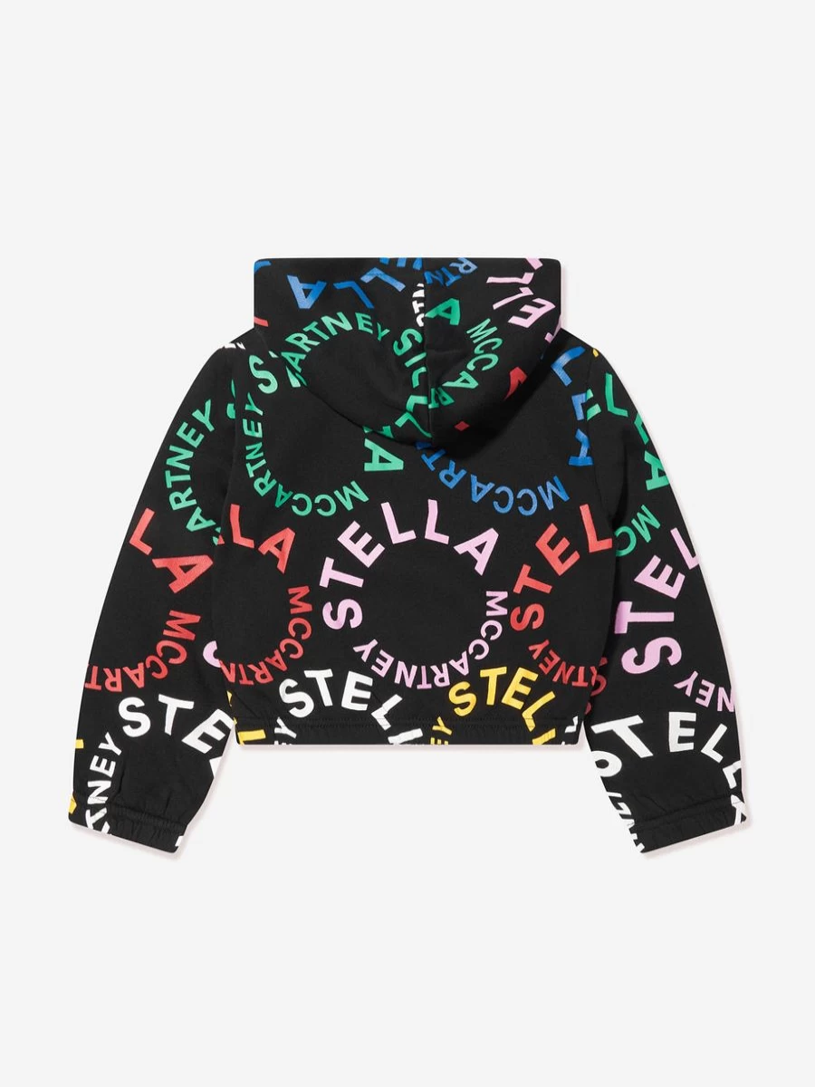 Stella McCartney Kids Girls Black Logo Zip Up Hoodie