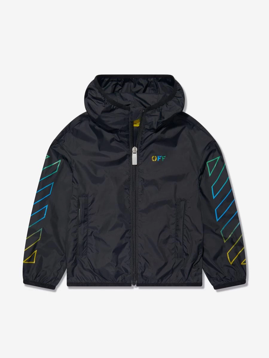 Off-White Boys' Black Rainbow Arrow Print Windbreaker Jacket for Kids