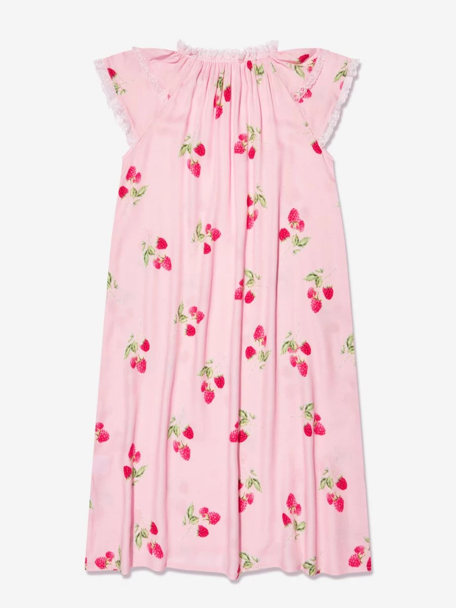 Amiki Girls Pink Calista Raspberry Print Nightdress - Soft Kids Sleepwear