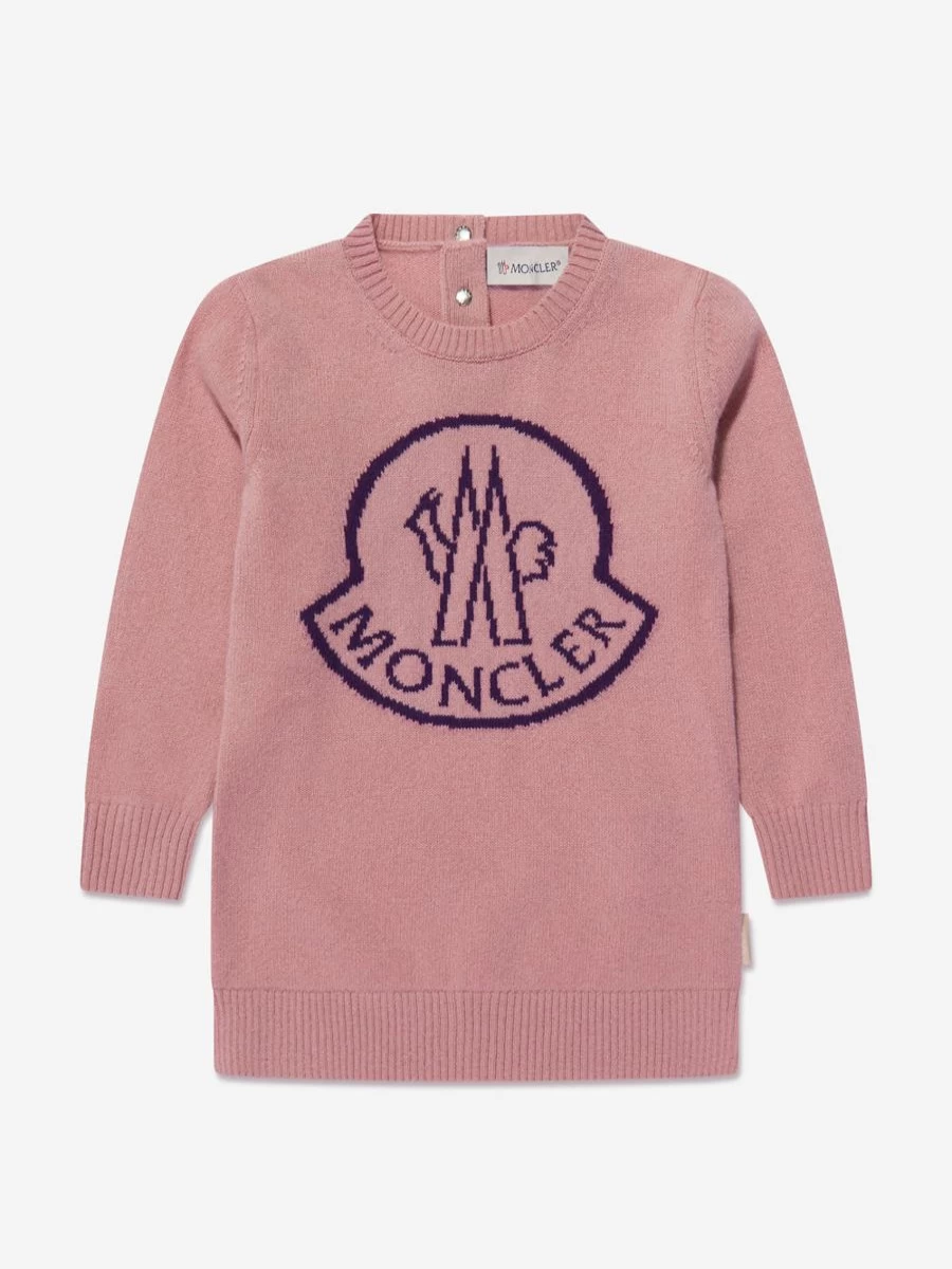 Moncler Enfant Baby Girls Pink Knitted Logo Dress