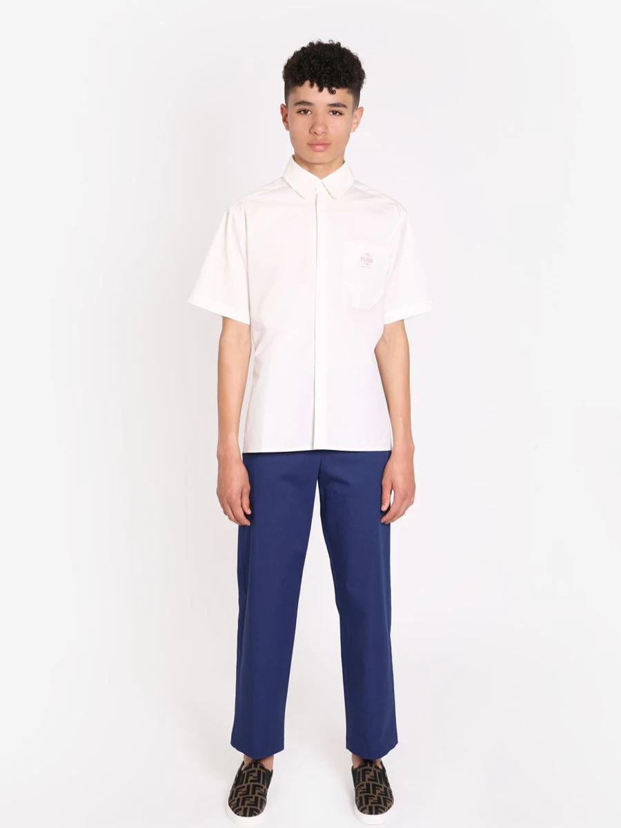 Fendi Kids Boys Navy Gabardine Stretch Trousers | Comfortable Stylish Pants for Boys