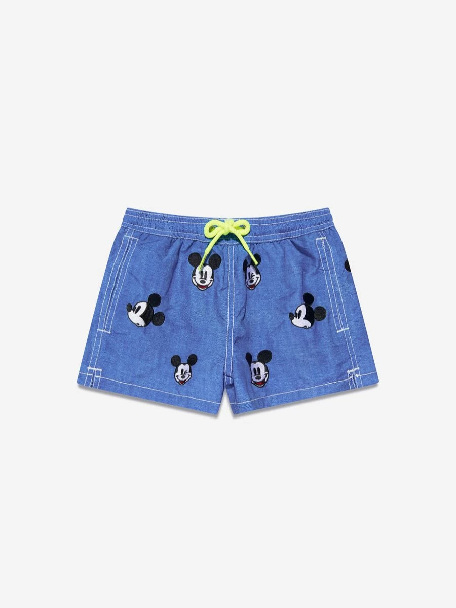 MC2 Saint Barth Boys' Blue Embroidered Mickey Mouse Swim Trunks
