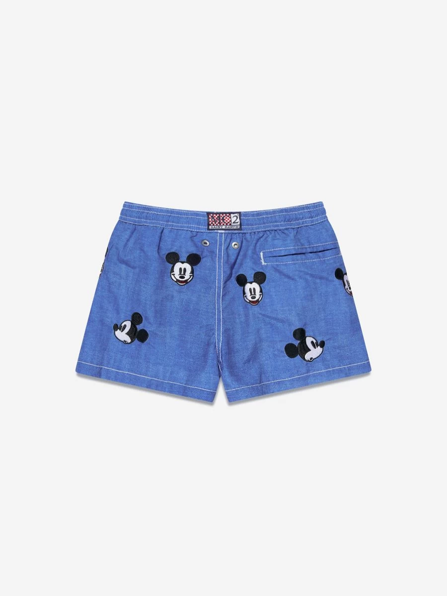 MC2 Saint Barth Boys' Blue Embroidered Mickey Mouse Swim Trunks