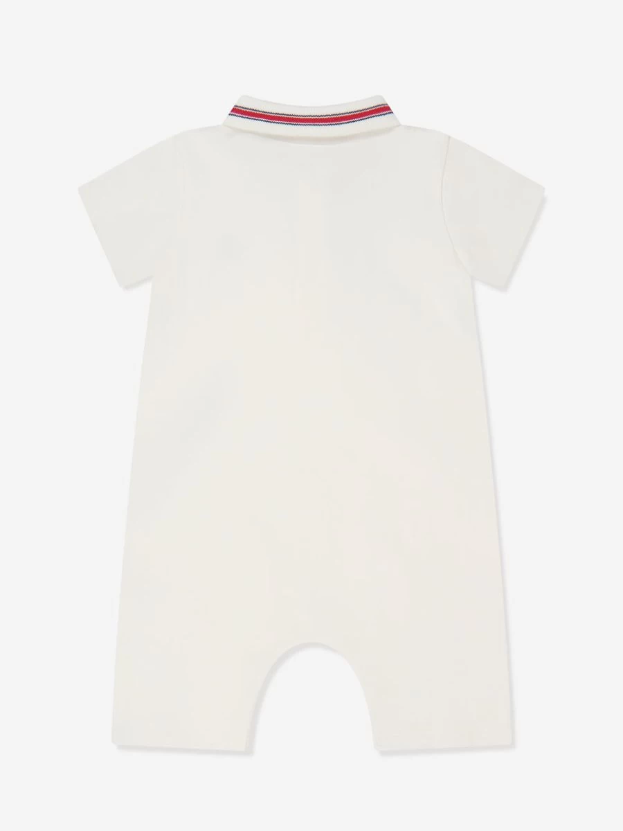 Moncler Enfant Baby Boys White Polo Romper - Soft Cotton Short Sleeve Outfit