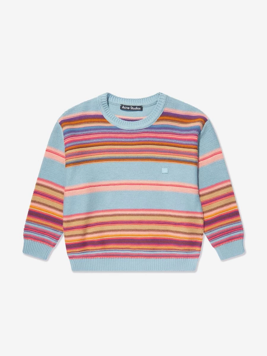 Acne Studios Girls Blue Striped Knit Jumper for Kids