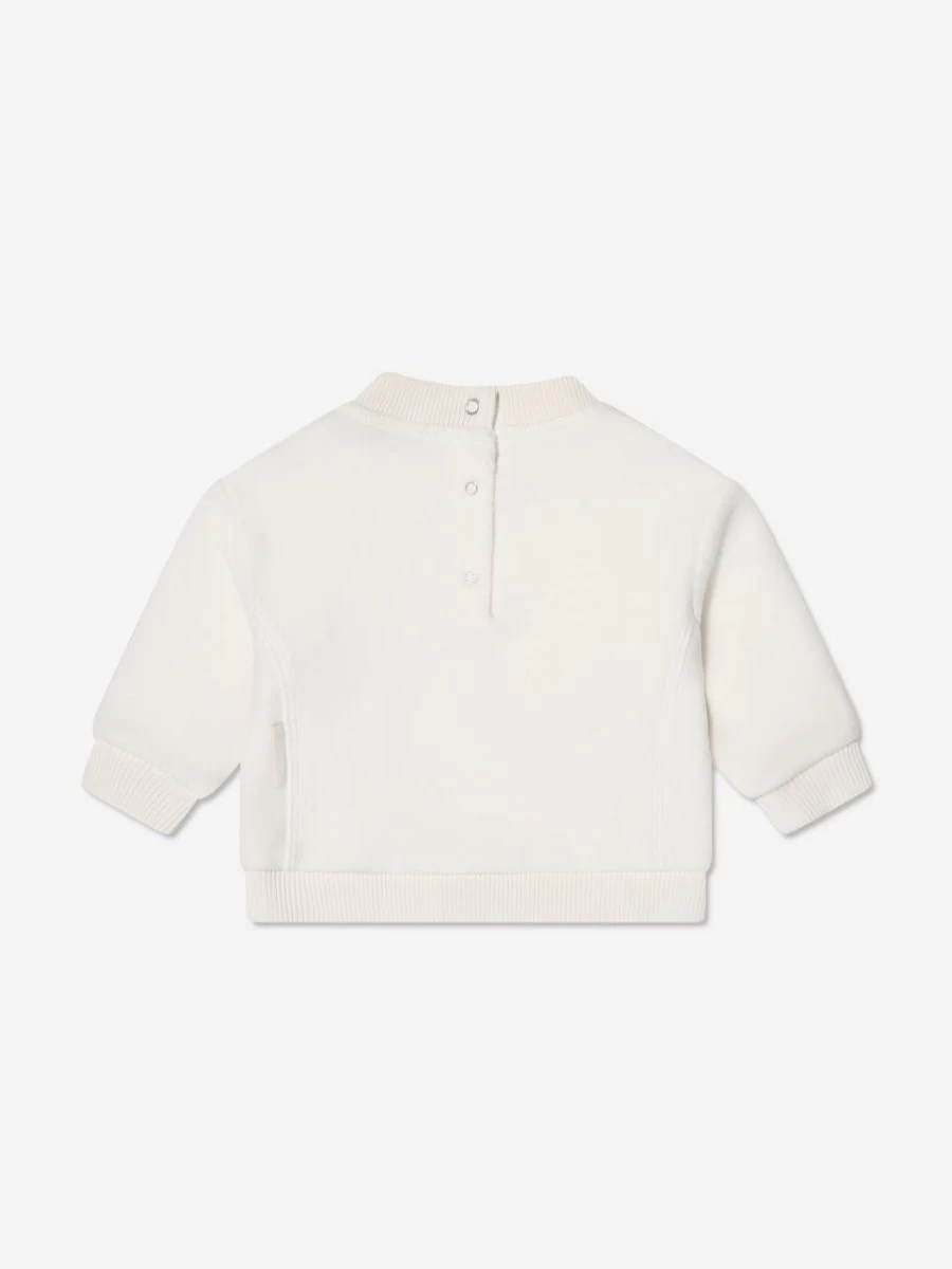 Moncler Enfant Baby Girls White Logo Sweatshirt - Soft Cotton Hoodie for Infants