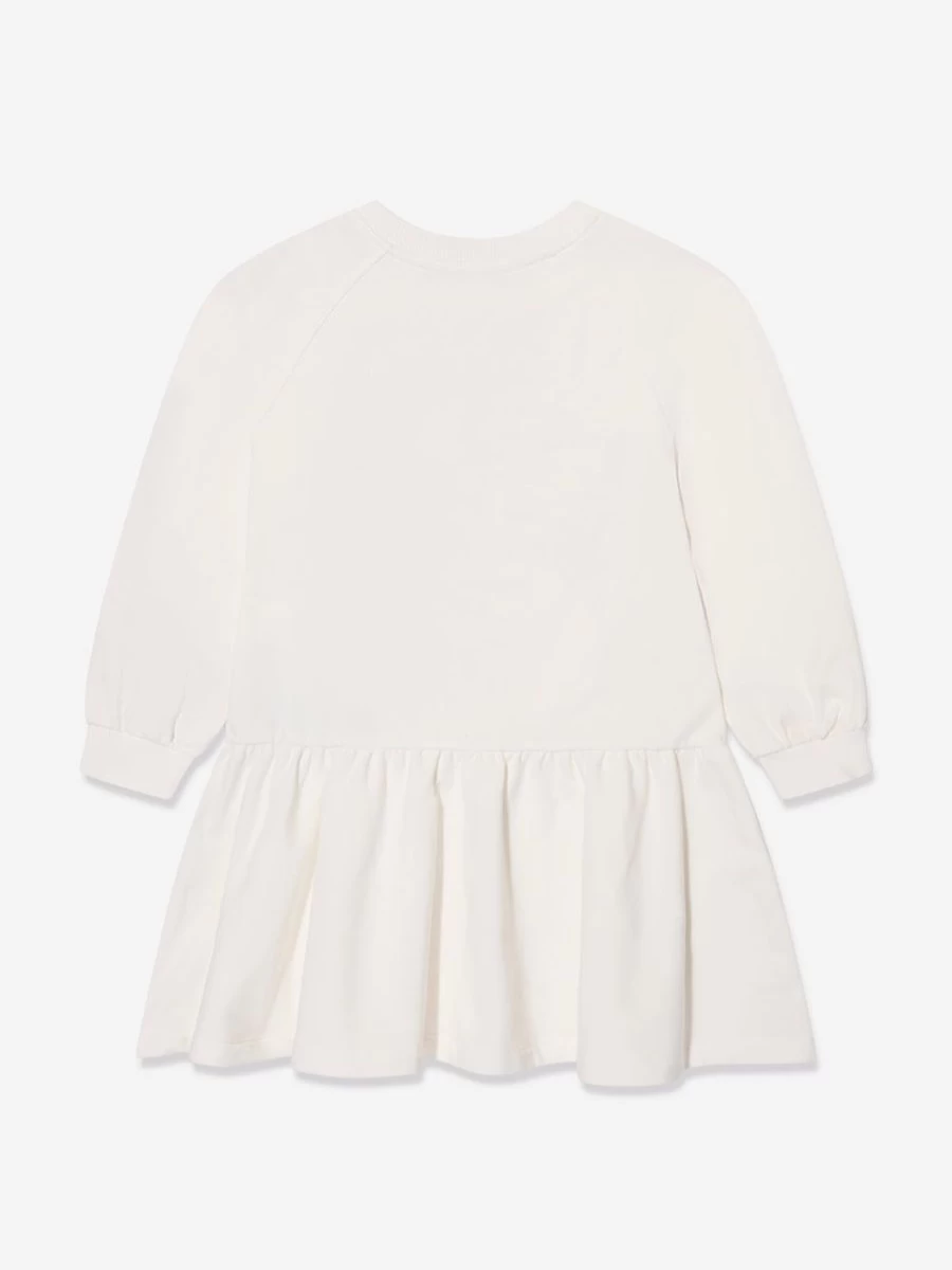 Moschino Kids Teen Ivory Teddy Bear Logo Sweater Dress for Girls