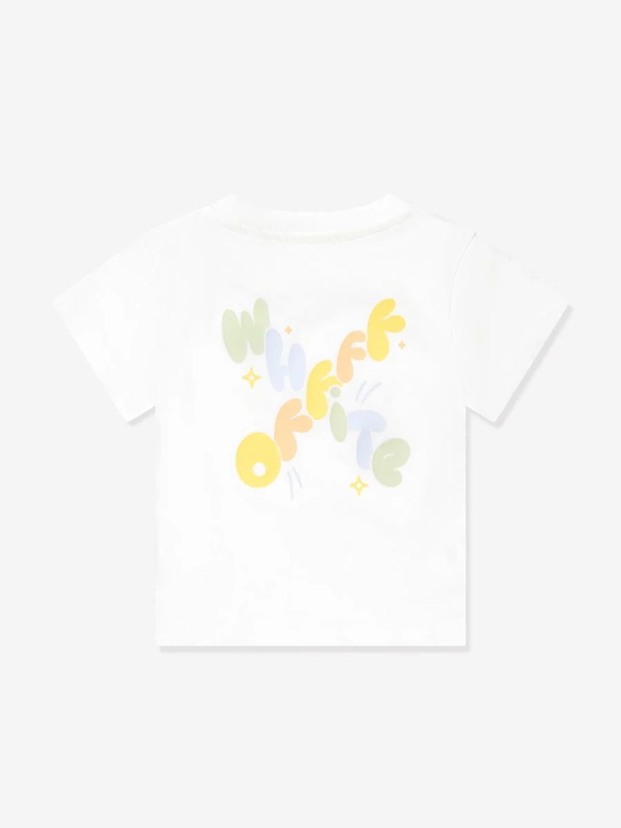 Off-White Boys Funny Graphic White T-Shirt for Toddlers & Kids