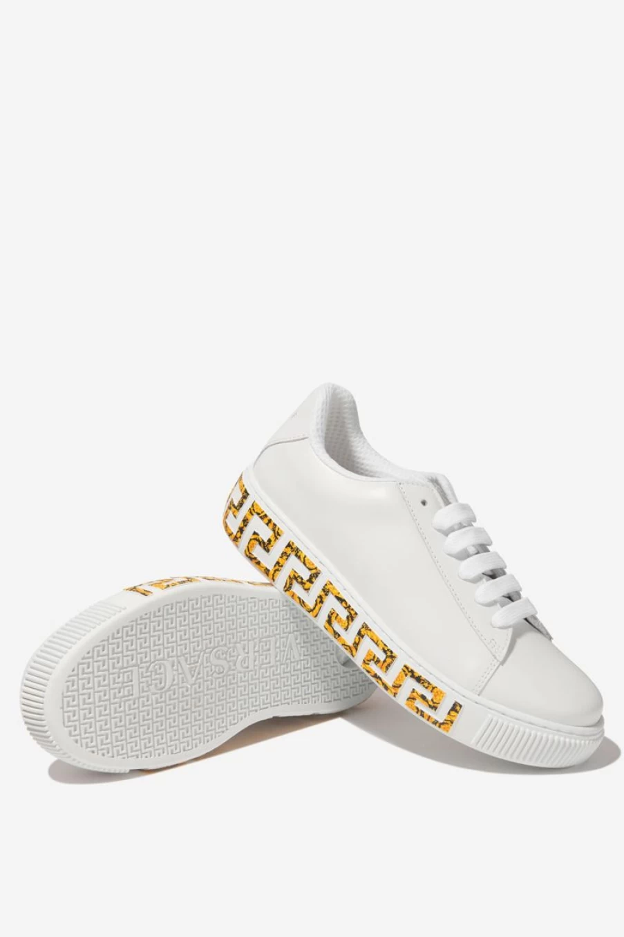 Versace Girls Leather La Greca Trainers | Kids Fashion Sneakers by Childsplay Clothing