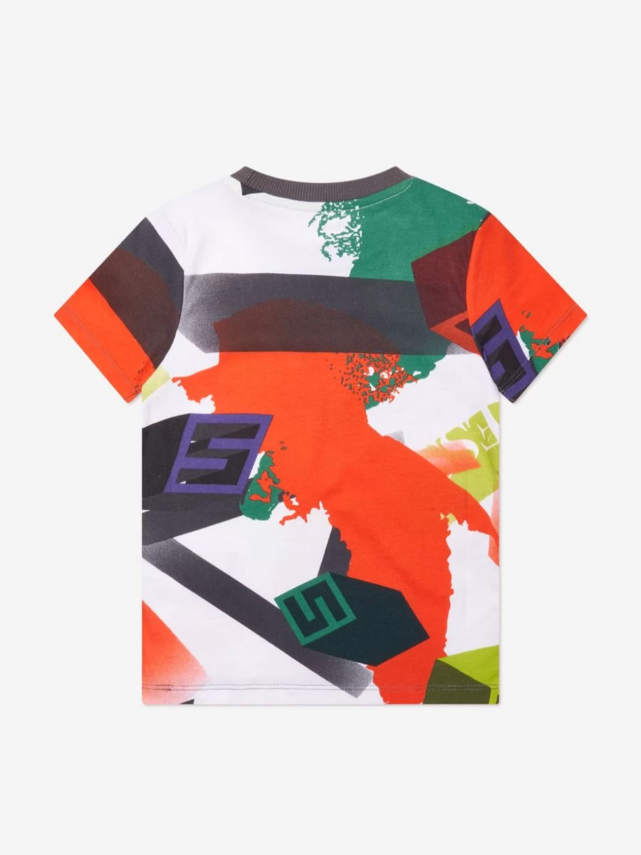 Guess Boys Geometric Print Multicolor T-Shirt - Stylish Graphic Tee for Kids