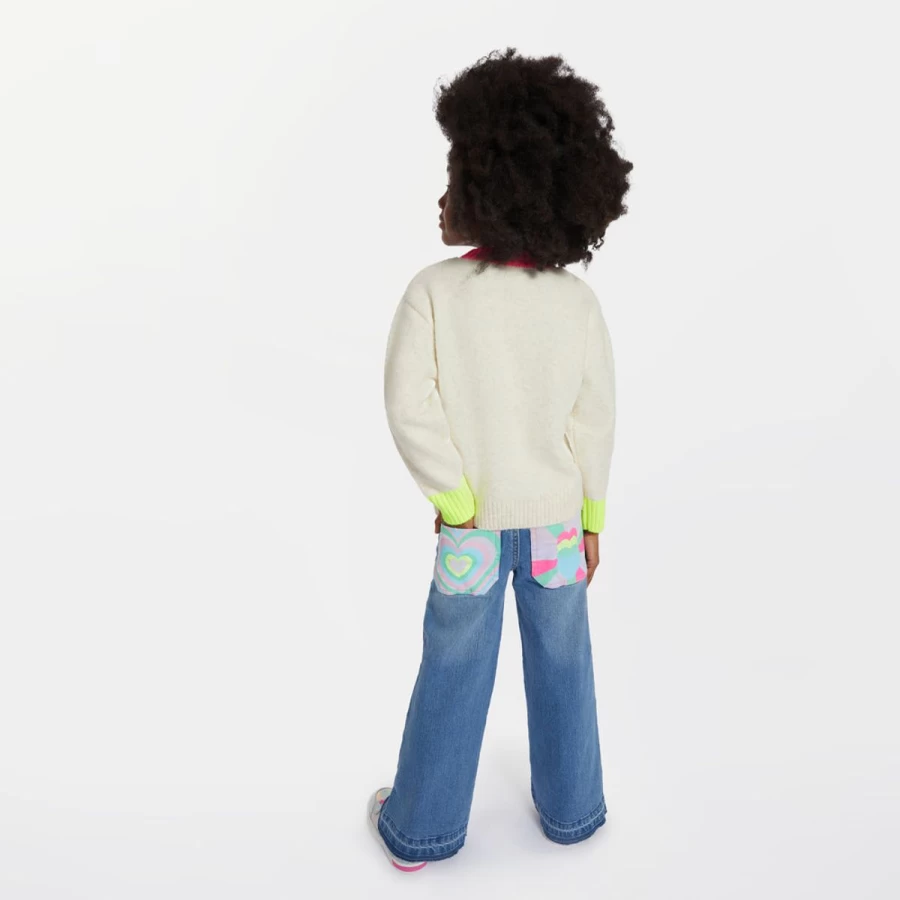 Billieblush Girls Blue Flared Jeans | Trendy High-Waisted Stretch Denim for Kids