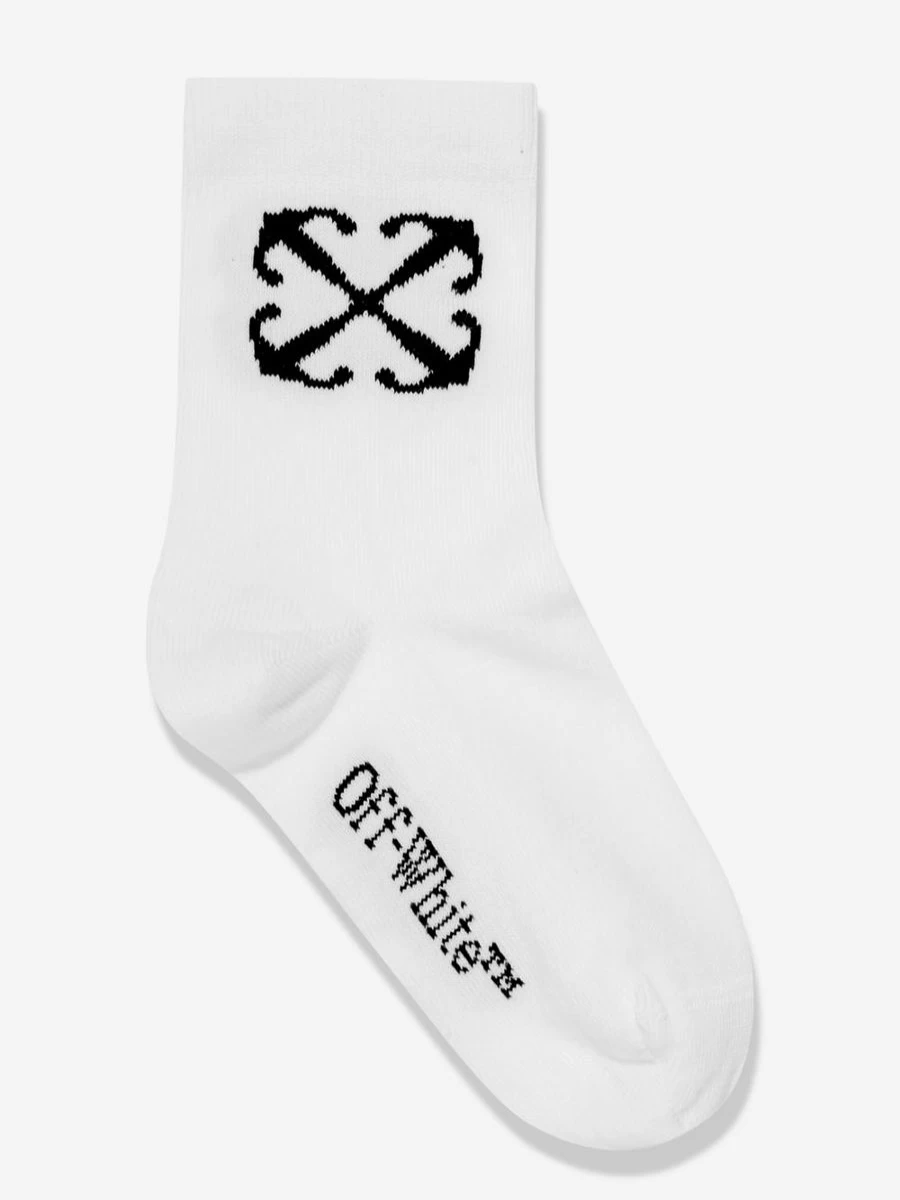 Off-White Girls' Arrow Mid High Socks in White - Kids' Fashion Sneaker Socks