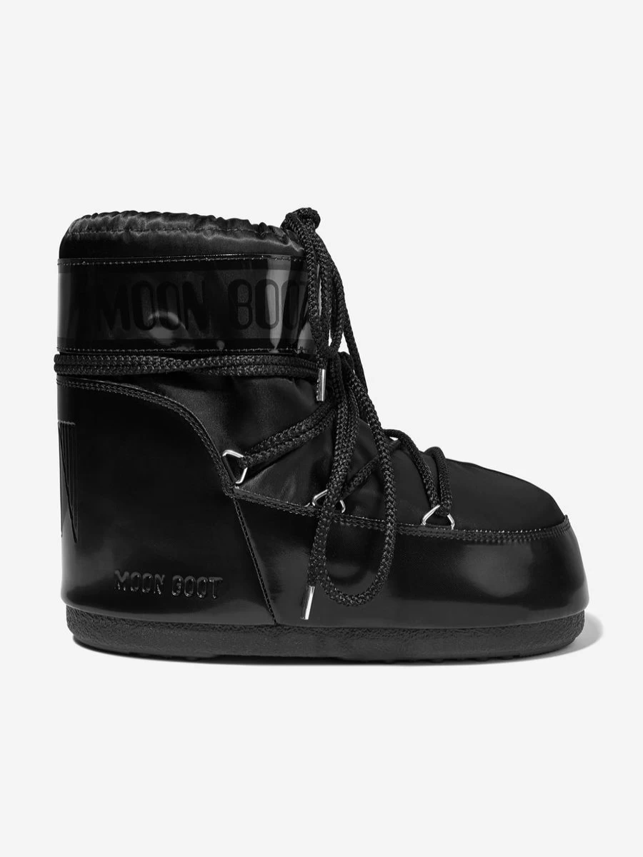 Moon Boot Girls' Kids Icon Low Glance Snow Boots - Black Winter Footwear