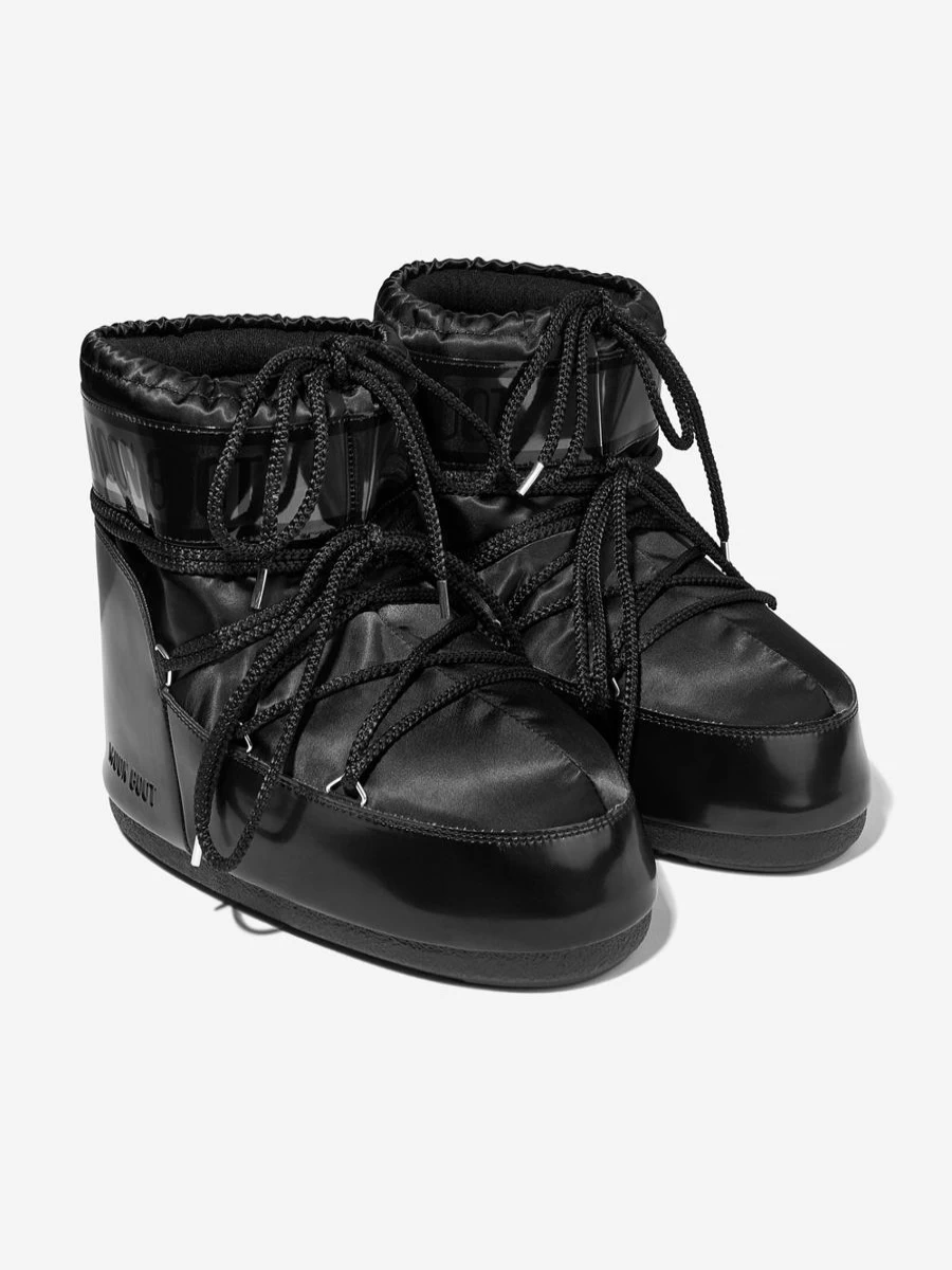 Moon Boot Girls' Kids Icon Low Glance Snow Boots - Black Winter Footwear