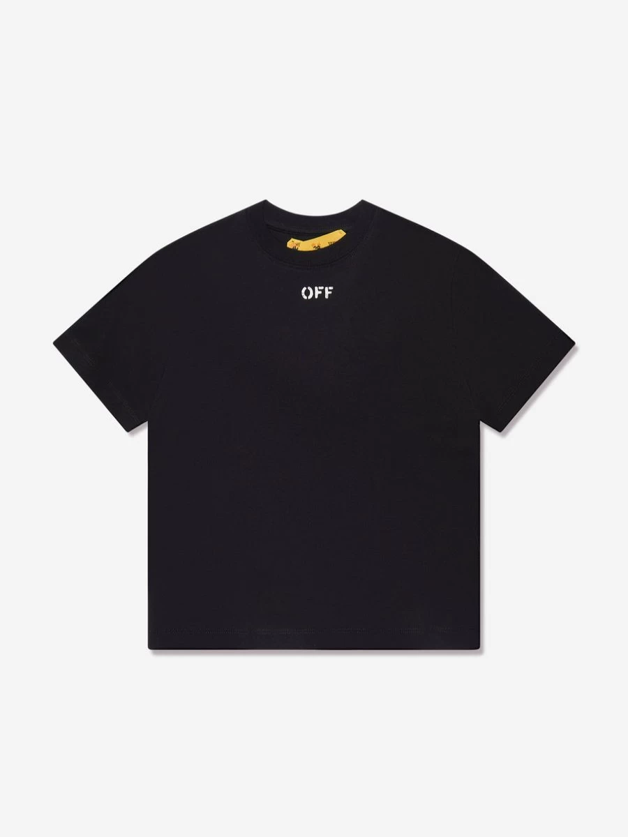 Off-White Boys Black Stamp Graphic T-Shirt