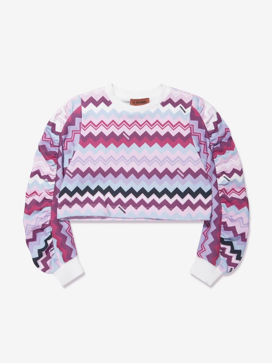 Missoni Teen Girls Pink Zigzag Pattern Sweatshirt