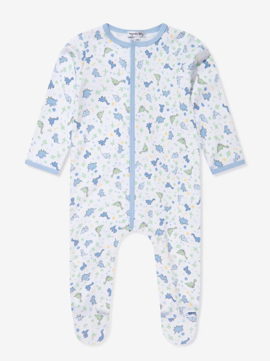 Magnolia Baby Boys Dinoland White Babygrow - Cute Dinosaur Bodysuit for Infants