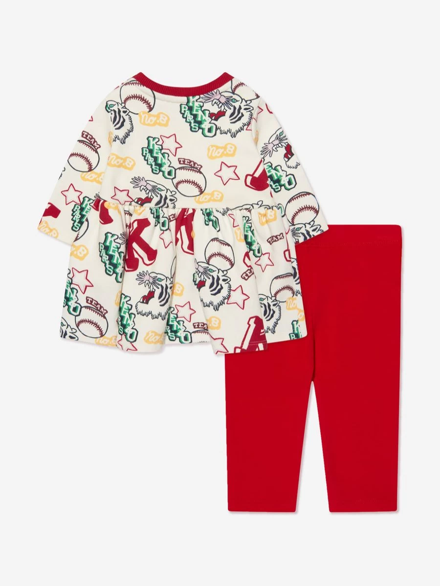KENZO KIDS Ivory Baby Girls Dress and Leggings Set - Elegant 2-Piece Outfit