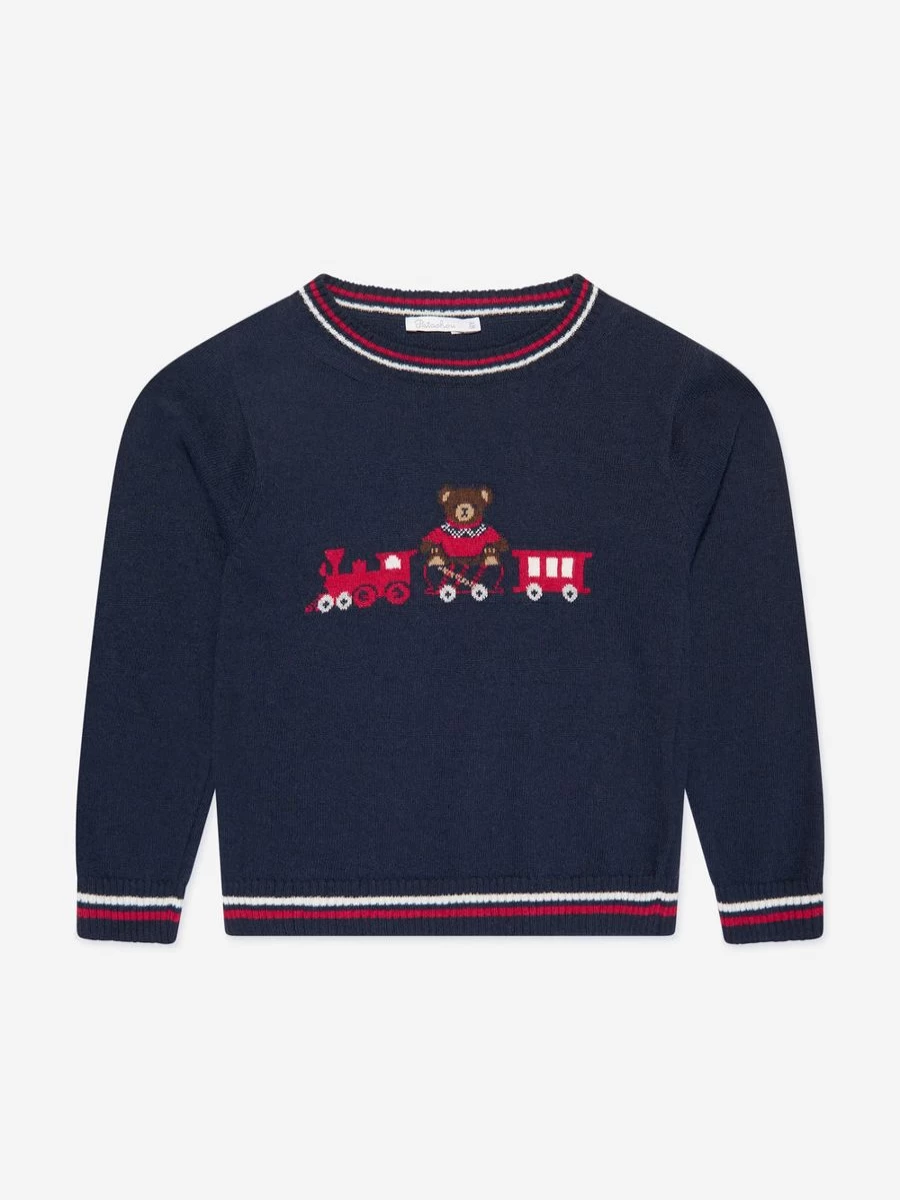 Patachou Baby Boys Navy Wool Knitted Jumper - Soft & Warm Winter Sweater
