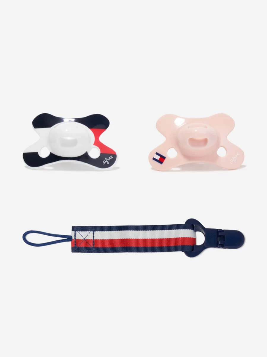 Tommy Hilfiger Baby Girls Pink Pacifier 2-Pack with Clip for Dummies