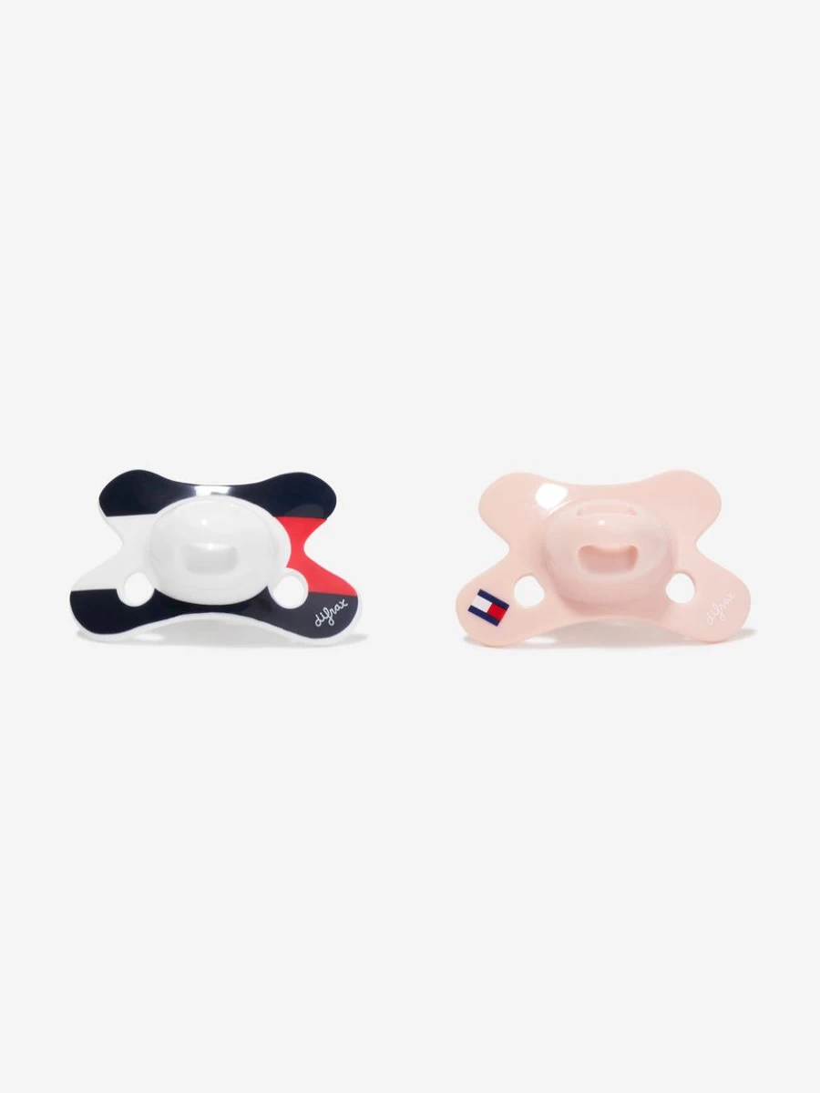Tommy Hilfiger Baby Girls Pink Pacifier 2-Pack with Clip for Dummies