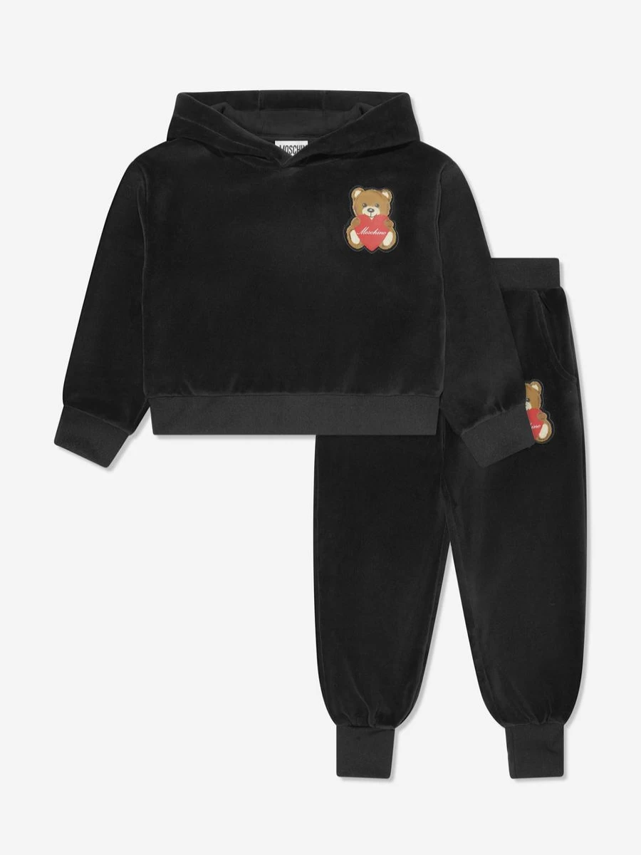 Moschino Kids Girls Black Teddy Bear Print Tracksuit