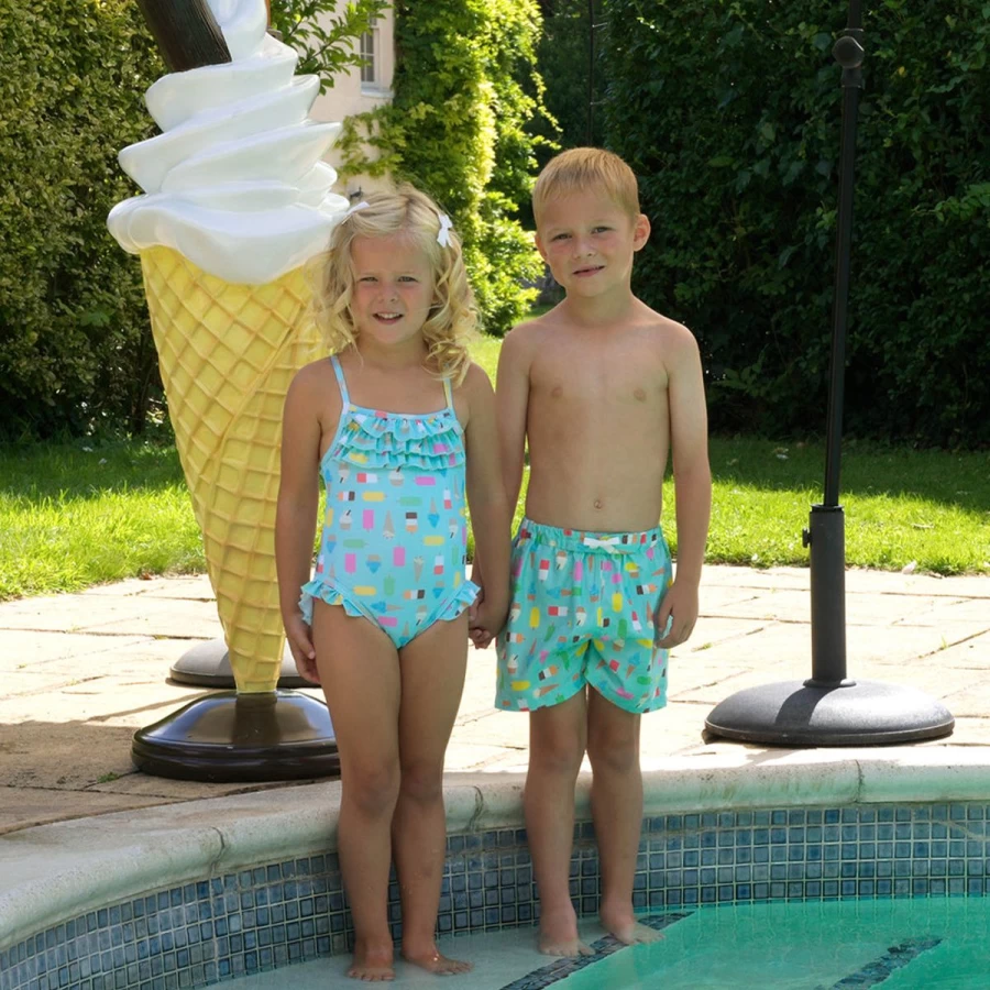 Rachel Riley Boys' Blue Ice Lolly Print Swim Shorts