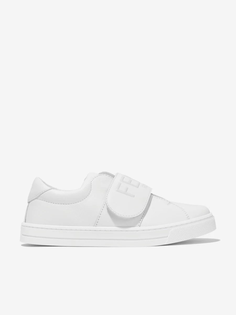 Fendi Kids Boys White Leather Logo Trainers - Stylish Sneakers for Boys
