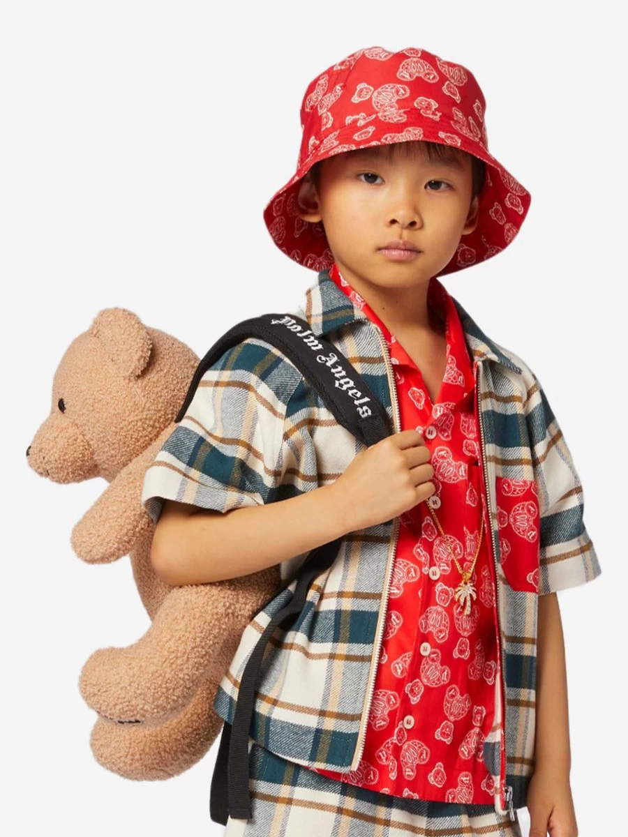 Palm Angels Girls' Brown Kids Bear Backpack Cute Animal Design