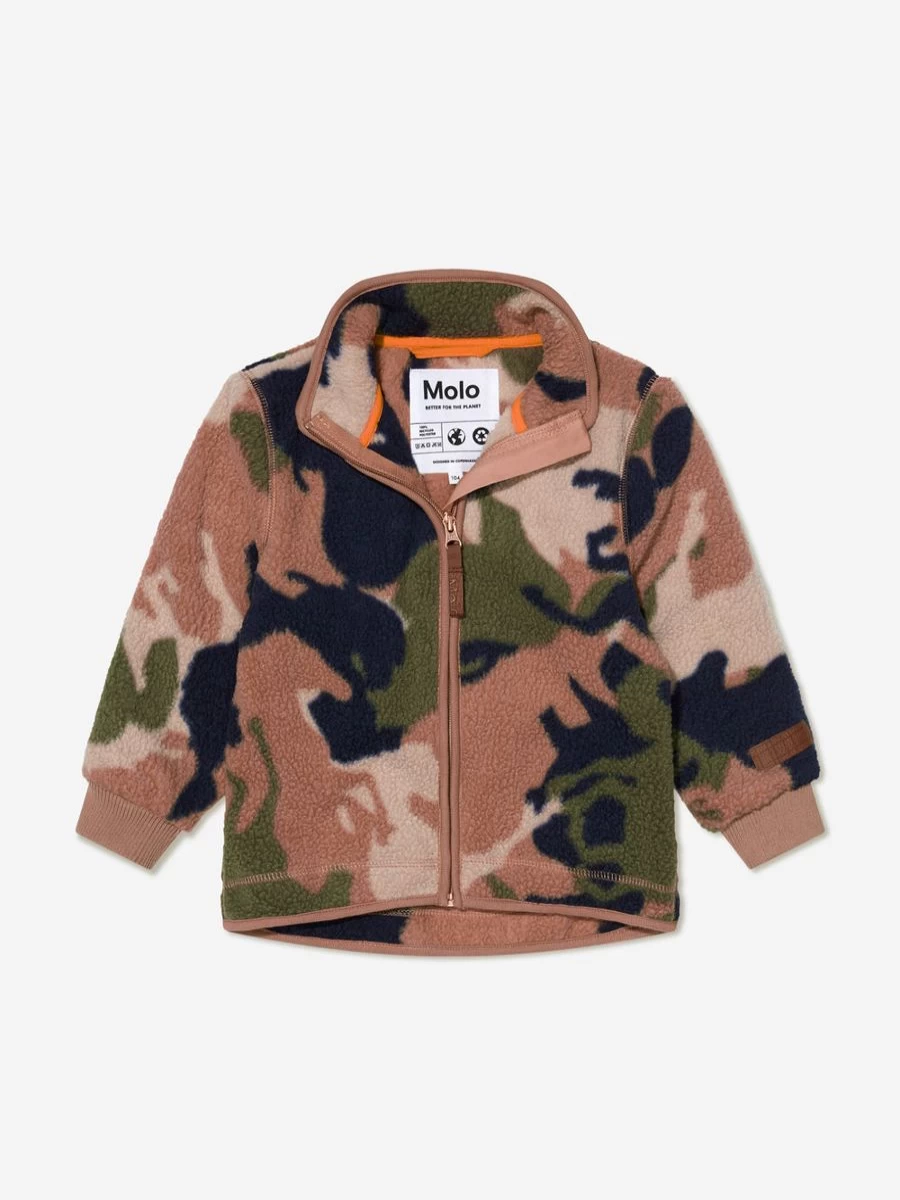 Molo Girls' Camo Horse Print Fleece Jacket - Warm & Stylish Outerwear for Kids | Childsplay Clothing Collection