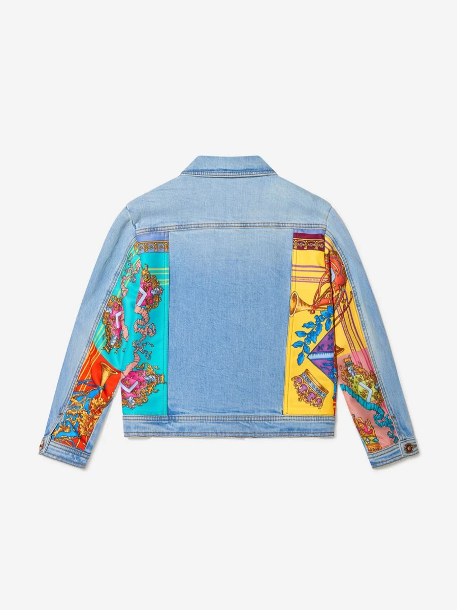 Versace Girls Royalty Print Denim Jacket - Cotton Designer Denim Jacket for Girls