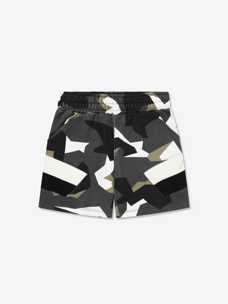 Neil Barrett Boys' Geometric Camo Grey Shorts – Premium Designer Casual Wear