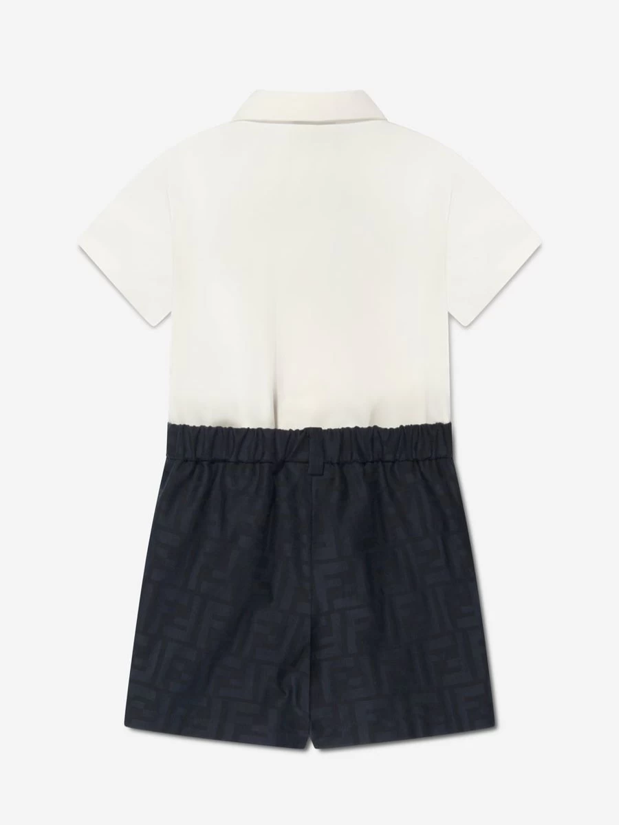 Fendi Kids Baby Boys Navy Logo Romper - FF Monogram Jumpsuit for Infants