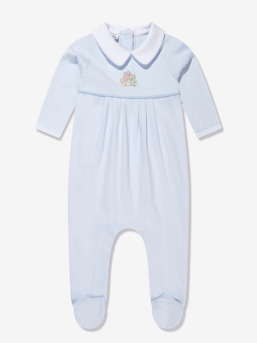 Magnolia Baby Boys' Blue Gingerbread Print Collared Babygrow - Festive Holiday Romper