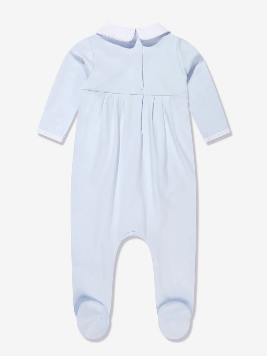 Magnolia Baby Boys' Blue Gingerbread Print Collared Babygrow - Festive Holiday Romper