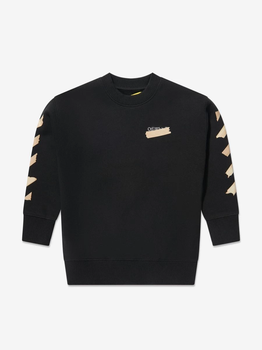 Off-White Boys Black Arrow Graphic Sweatshirt - Paper Tape Design Hoodie